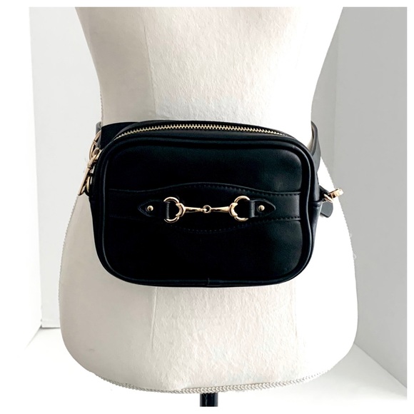 Steve Madden Handbags - Steve Madden Women's Horsebit Detail Belt Bag Crossbody Black XL $68 - NWT